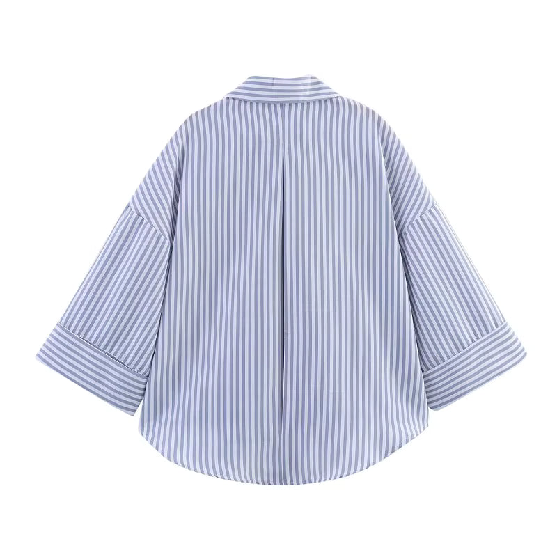 Alvéra Luxury Striped Oversized Blouse.