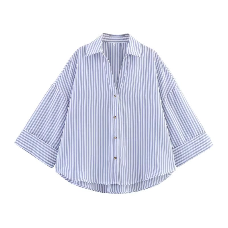 Alvéra Luxury Striped Oversized Blouse.