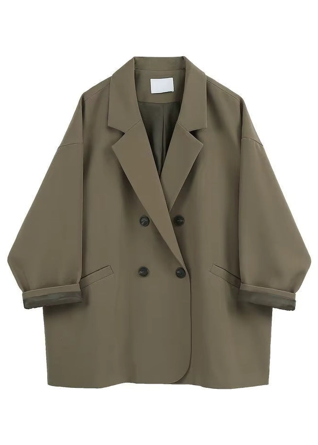 Oversized black women’s blazer, chic Korean style, casual streetwear, elegant.